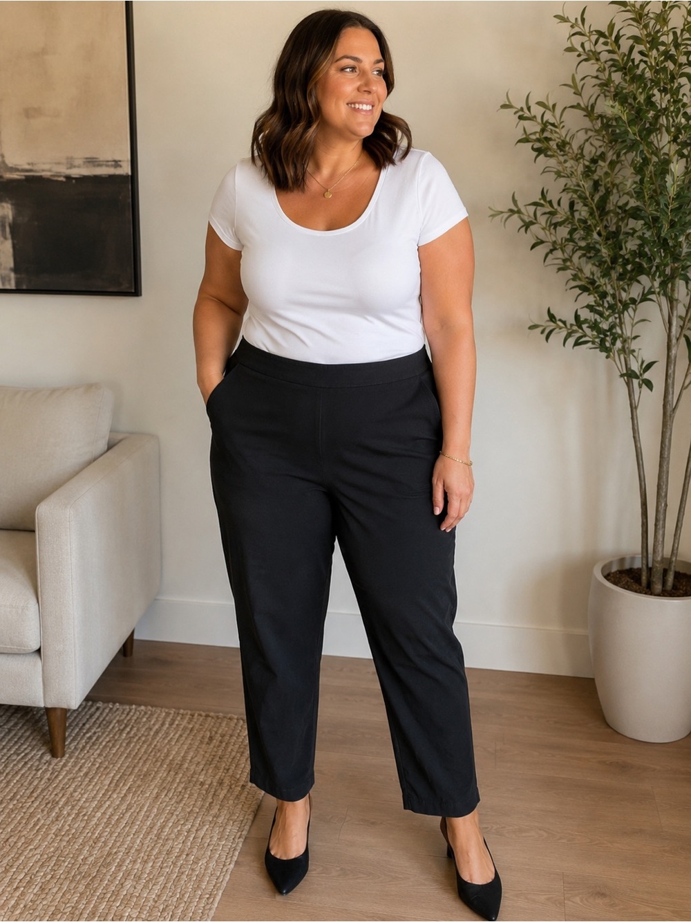 Talbots Black Chatham Curvy Cropped Ankle Pants Sz 14
